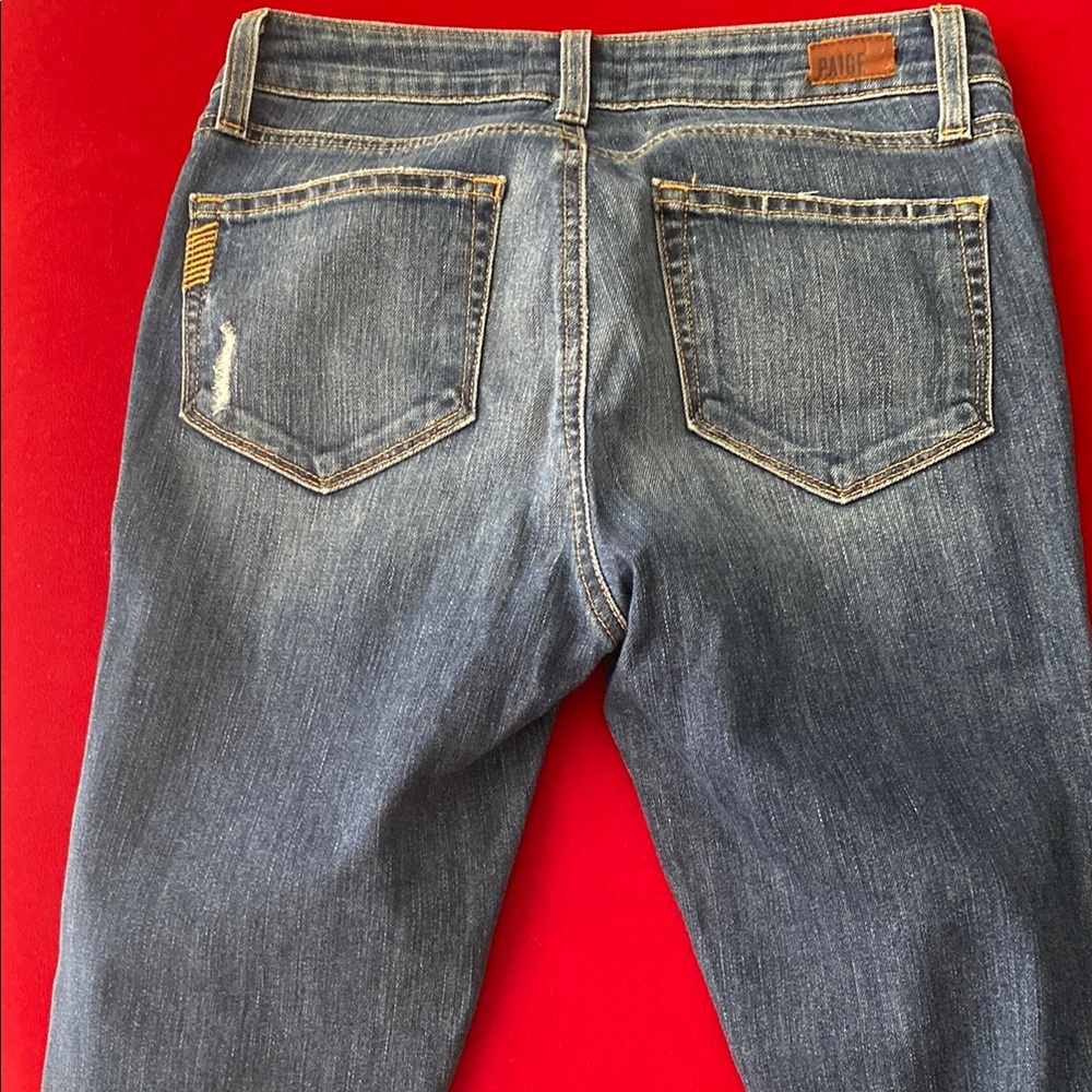 PAIGE Blue Skinny Jeans with Distressed Details - Picture 6 of 9